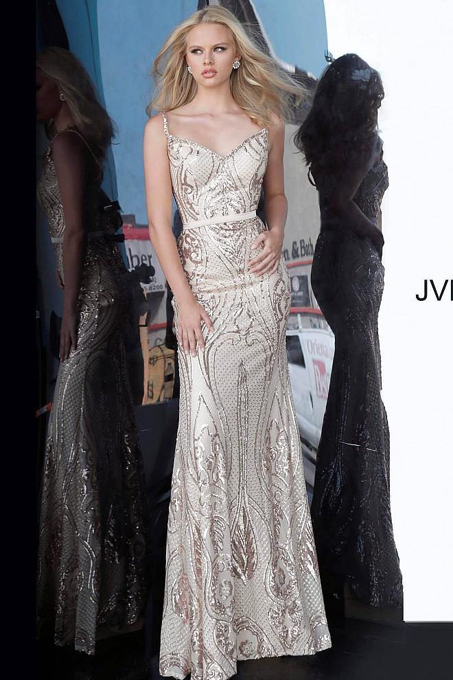 Jovani 66960 Long Spaghetti Straps Dress