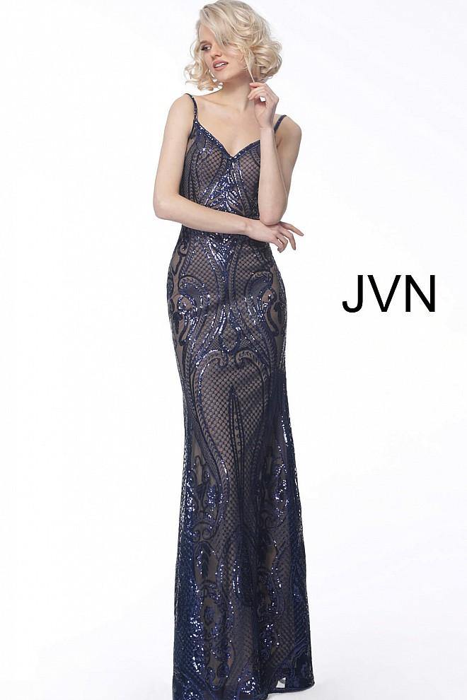 Jovani 66960 Long Spaghetti Straps Dress