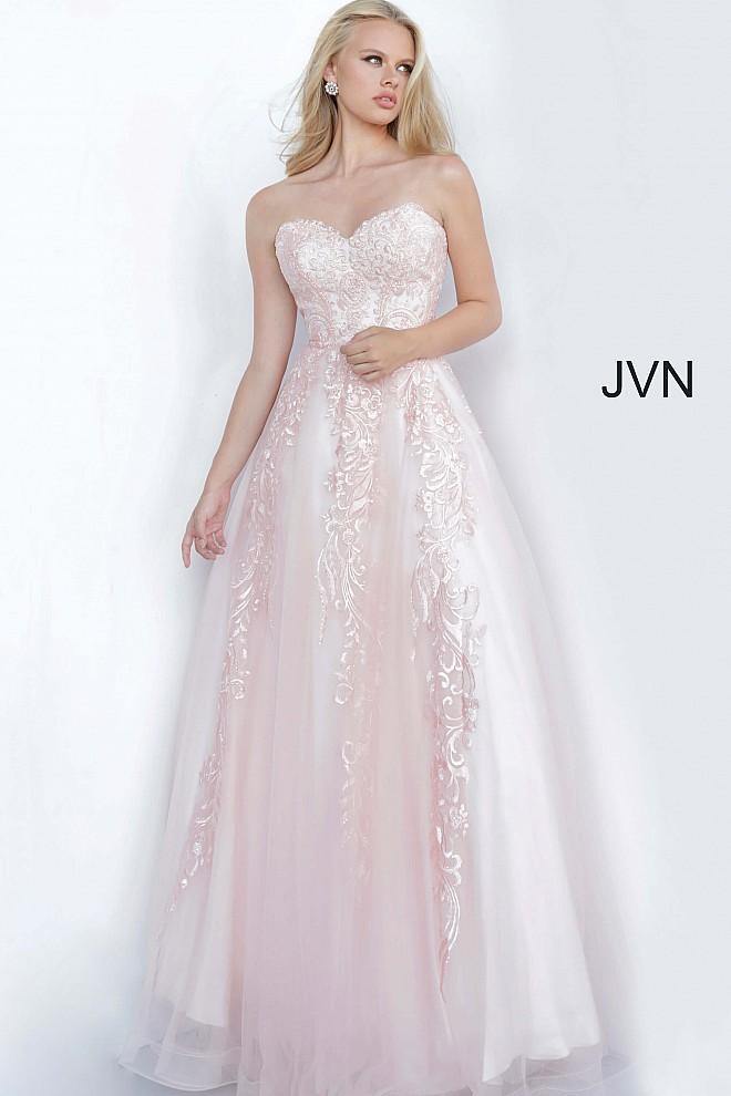 JVN By Jovani Strapless Beaded Prom Ball Gown JVN66970 - The Dress Outlet Jovani