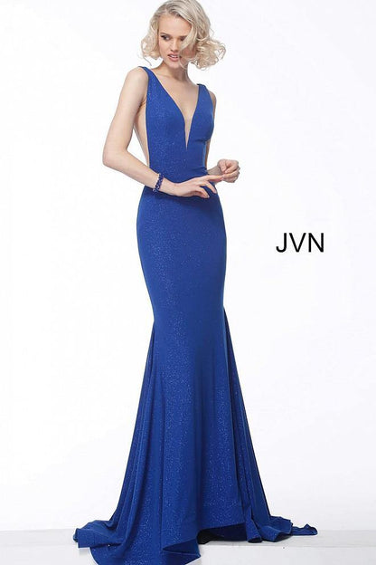 JVN by Jovani Plunging Neckline Fitted Evening Long Dress JVN67093 - The Dress Outlet Jovani