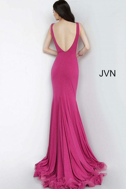 JVN by Jovani Plunging Neckline Fitted Evening Long Dress JVN67093 - The Dress Outlet Jovani