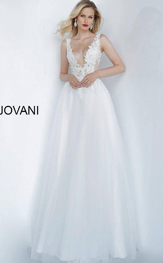 JVN By Jovani Simple Wedding Long Gown JVN67425 - The Dress Outlet Jovani