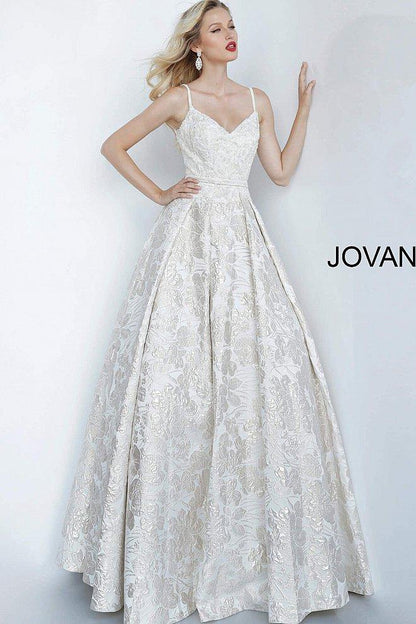 JVN by Jovani Long Prom Ballgown JVN67633 Champagne - The Dress Outlet Jovani