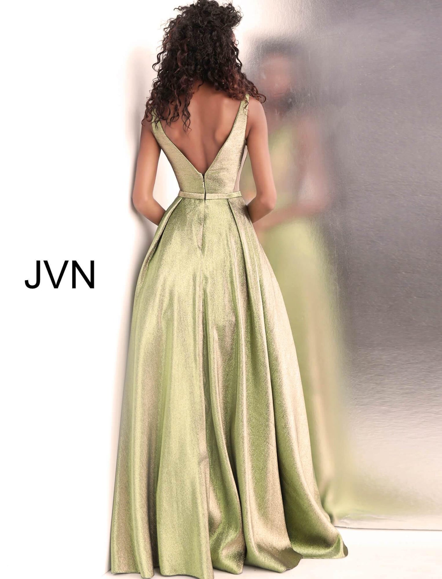 JVN By Jovani Long Prom Ballgown JVN67647 Green/Gold - The Dress Outlet Jovani