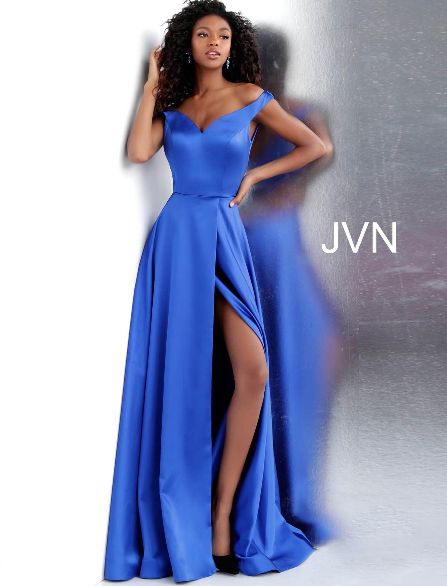 Jovani 67752 Off Shoulder High Slit Prom Dress