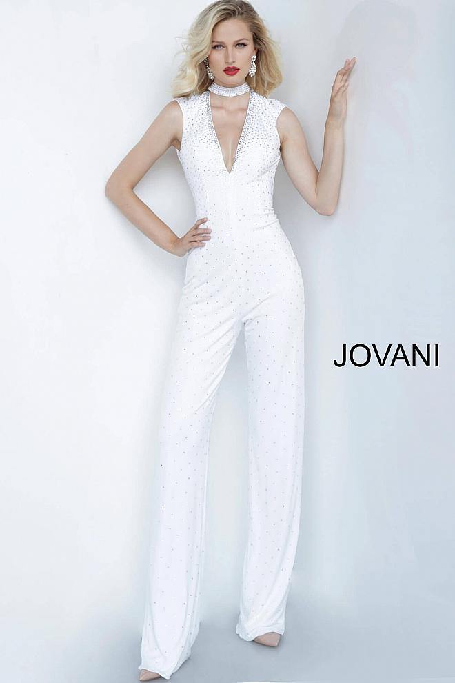 JVN by Jovani Formal Jumpsuit JVN67941 Off White - The Dress Outlet Jovani