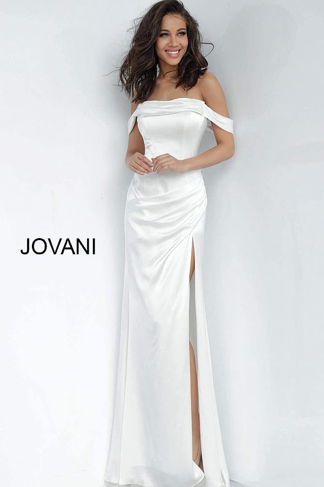 JVN by Jovani Long Formal Dress JVN68087 Off White - The Dress Outlet Jovani