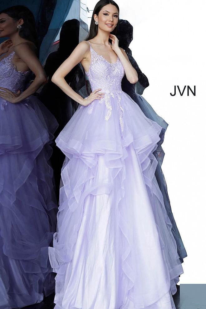 JVN By Jovani Long Prom Ball Gown JVN68128 Lilac - The Dress Outlet Jovani