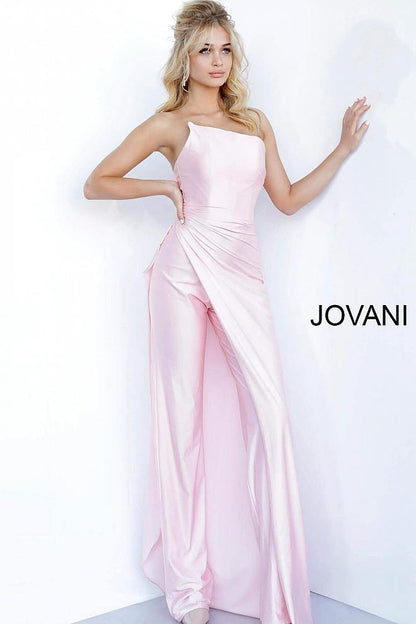 JVN By Jovani Prom Long Jumpsuit JVN68563 Light Pink - The Dress Outlet Jovani