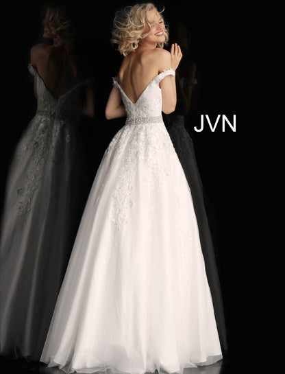 JVN By Jovani Prom Long Ball Gown JVN68620 Off White - The Dress Outlet Jovani