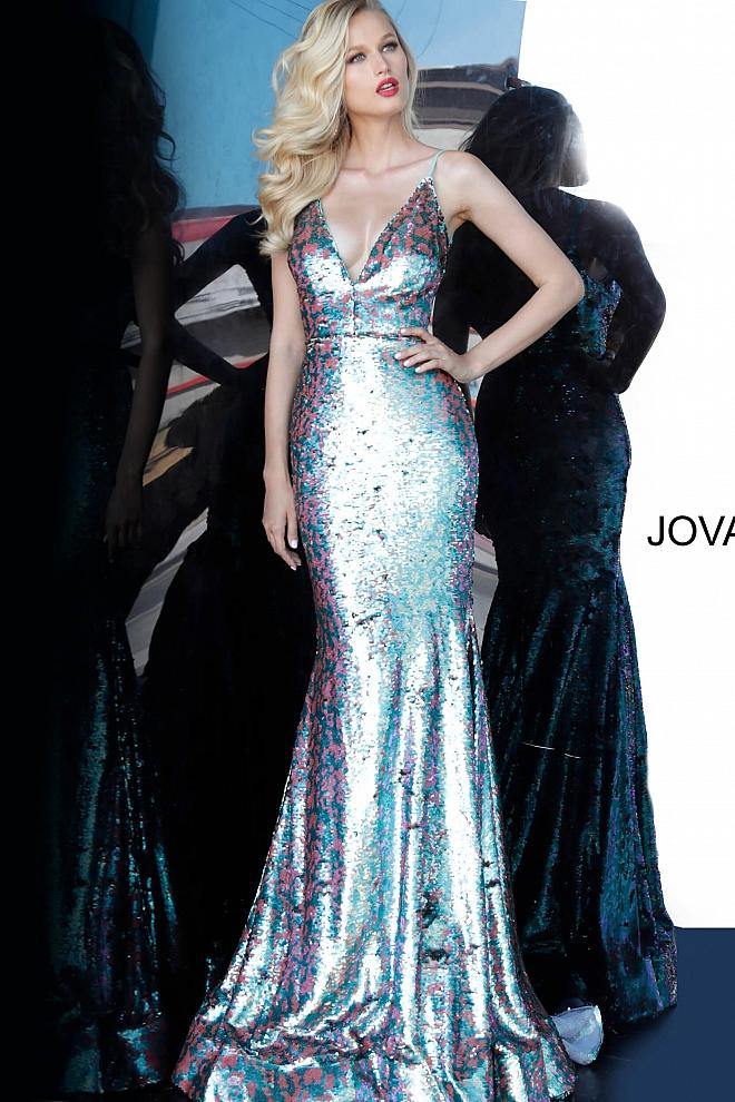 JVN By Jovani Long Formal Prom Dress JVN68705 Multi - The Dress Outlet Jovani