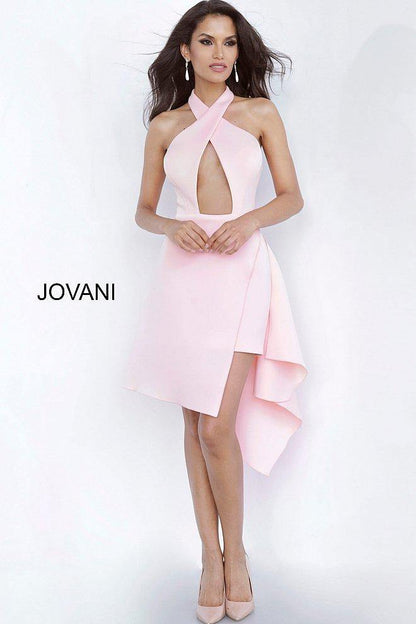 JVN By Jovani Short Cocktail Dress JVN68710 Blush - The Dress Outlet Jovani