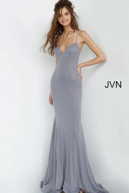 JVN By Jovani Long Prom Dress JVN68745 Charcoal - The Dress Outlet Jovani