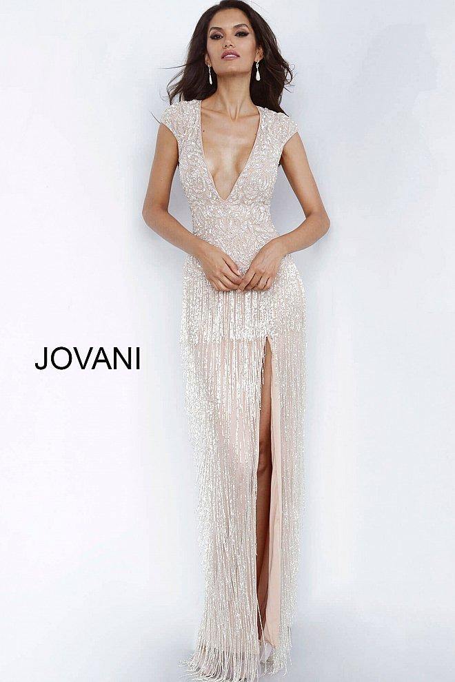 JVN By Jovani Sexy Prom Long Dress JVN68792 Nude - The Dress Outlet Jovani