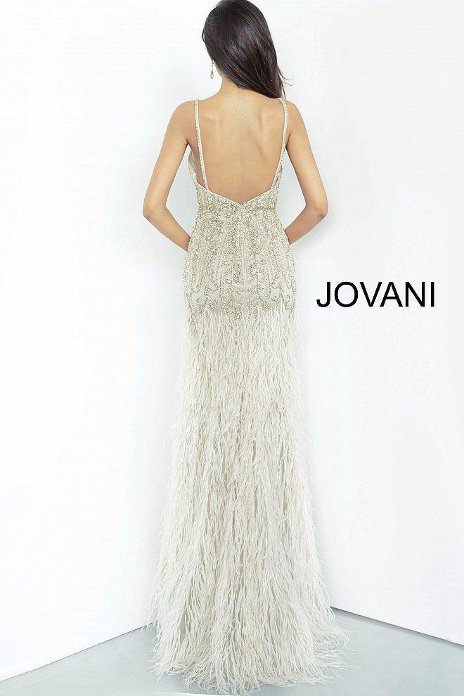 JVN By Jovani Prom Formal Long Dress JVN68827 Cream - The Dress Outlet Jovani