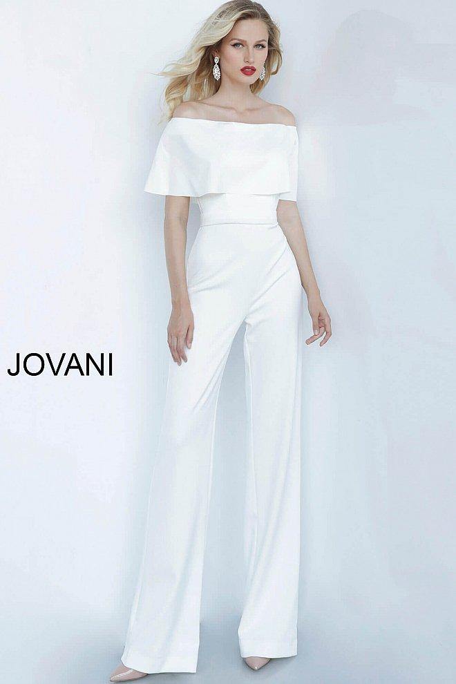 JVN By Jovani Formal Jumpsuit JVN68984 Off White - The Dress Outlet Jovani