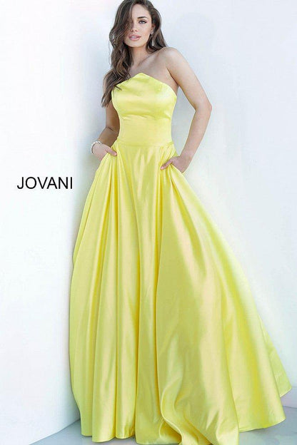 JVN By Jovani Long Formal Prom Gown JVN68993 Yellow - The Dress Outlet Jovani
