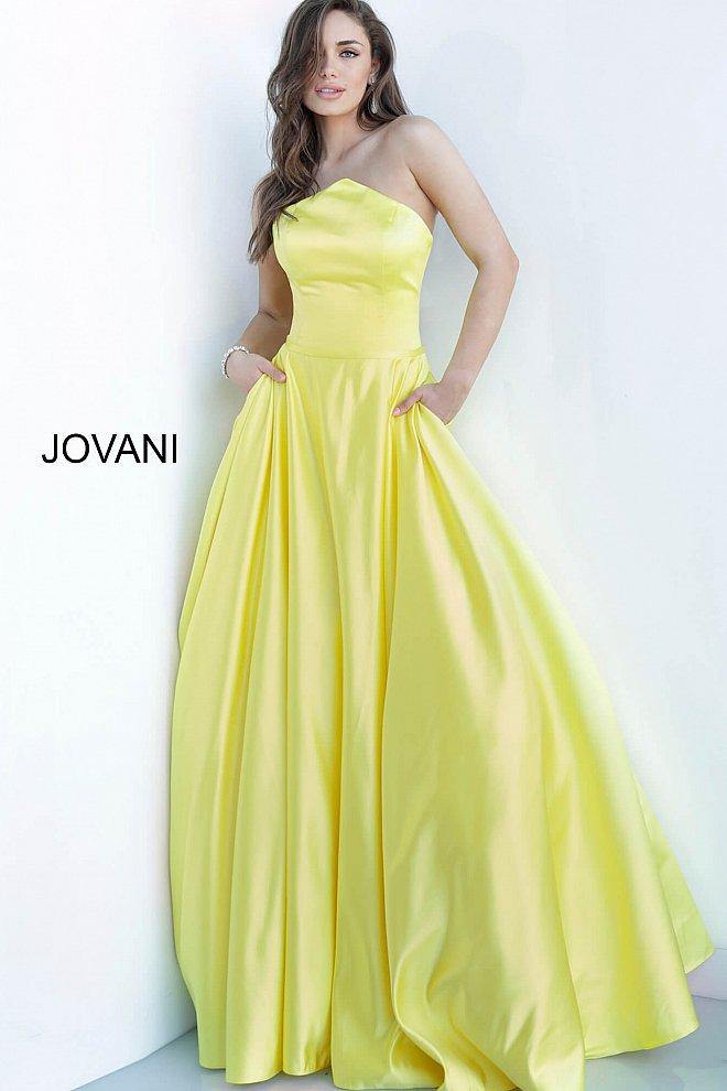 JVN By Jovani Long Formal Prom Gown JVN68993 Yellow - The Dress Outlet Jovani