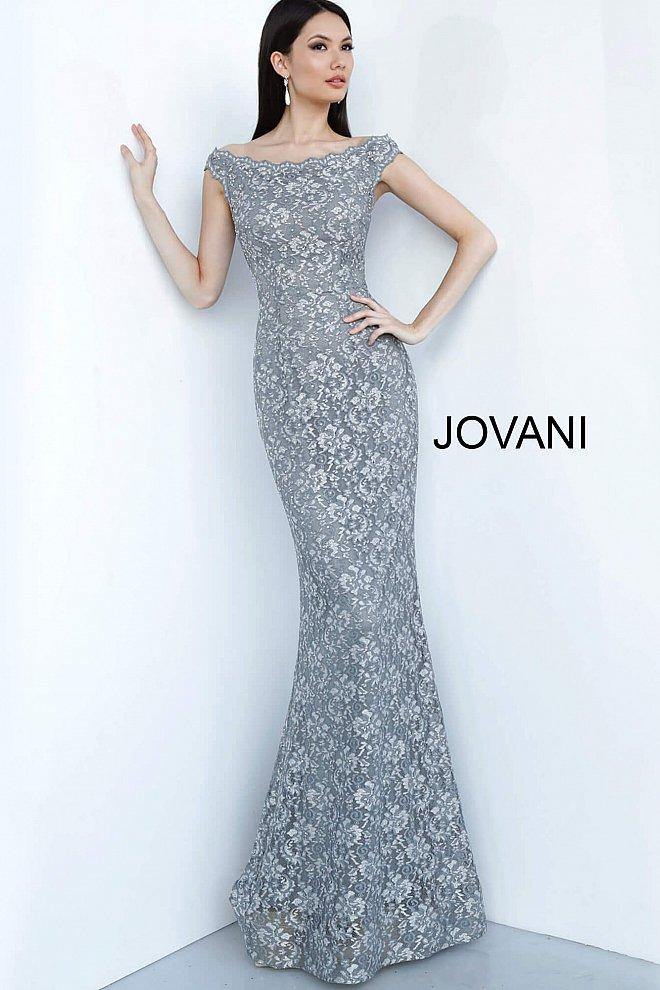 JVN By Jovani Long Formal Dress JVN78595 Silver - The Dress Outlet Jovani