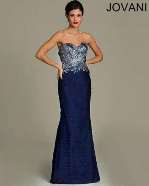 Navy 6 Jovani 77828 Strapless Long Formal Gown Sale