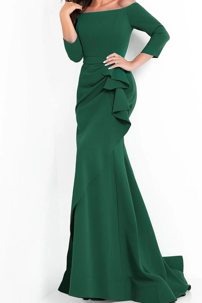 green emerald velvet dress Jovani 09154 main image 0