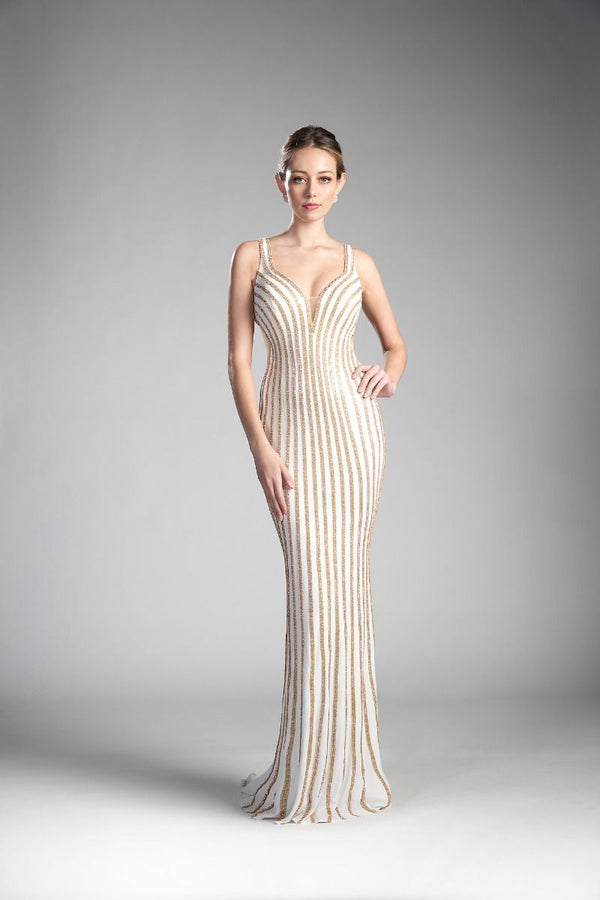 LaDivine KC19017 Fitted Formal Long Beaded Prom Dress