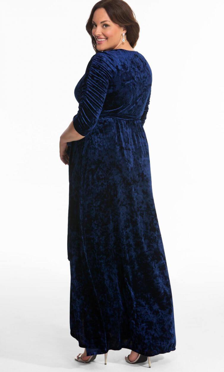 Kiyona Long Formal Plus Size Velvet Wrap Dress - The Dress Outlet Kiyonna
