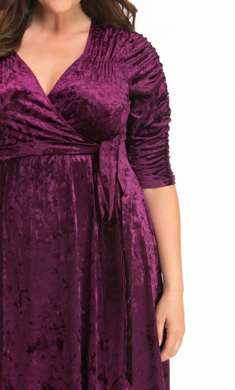 Kiyona Long Formal Plus Size Velvet Wrap Dress - The Dress Outlet Kiyonna