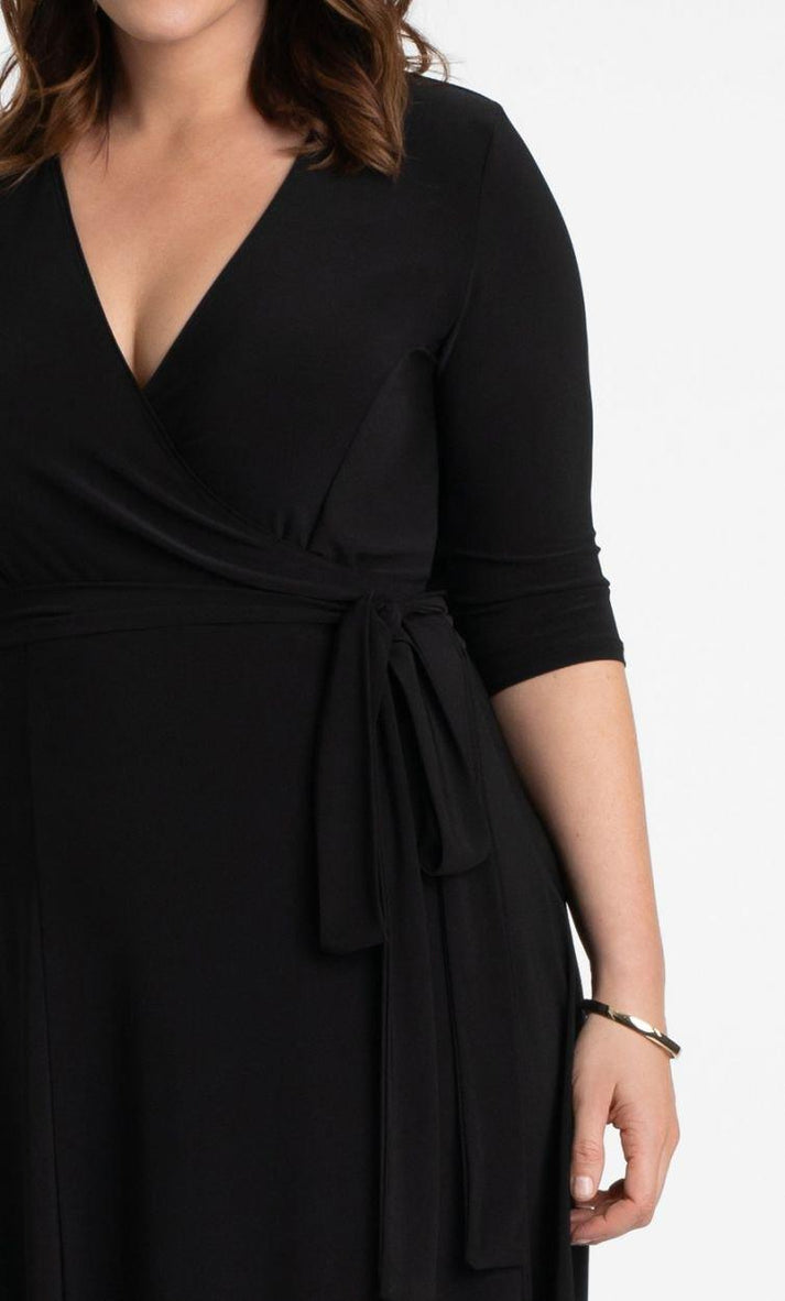 Kiyonna Women's Essential Wrap Dress Black Size 1X