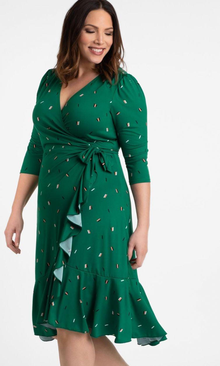 Kiyonna Flirty Flounce Wrap Dress - The Dress Outlet Kiyonna