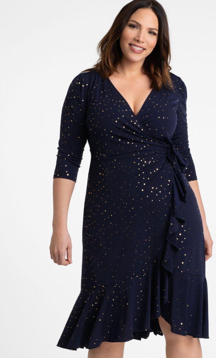 Kiyonna Flirty Flounce Wrap Dress - The Dress Outlet Kiyonna