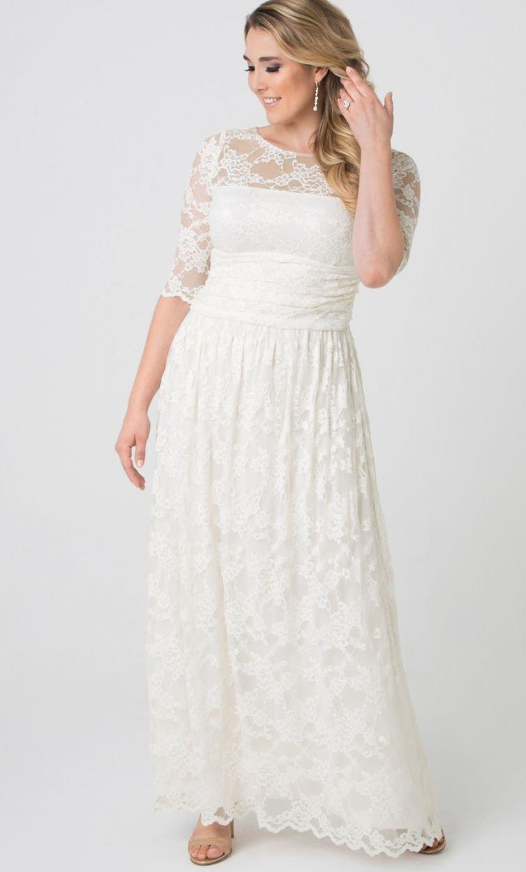 Kiyonna Long Lace Illusion Wedding Gown - The Dress Outlet Kiyonna