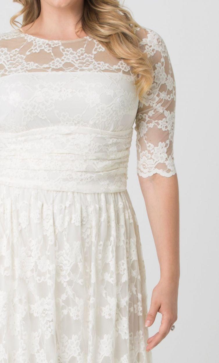 Kiyonna Long Lace Illusion Wedding Gown - The Dress Outlet Kiyonna