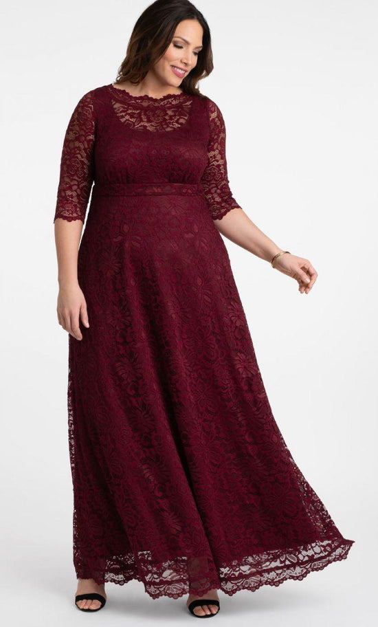 Nocturnal Navy Long Plus Size Lace Dress for $228.0 – The Dress Outlet