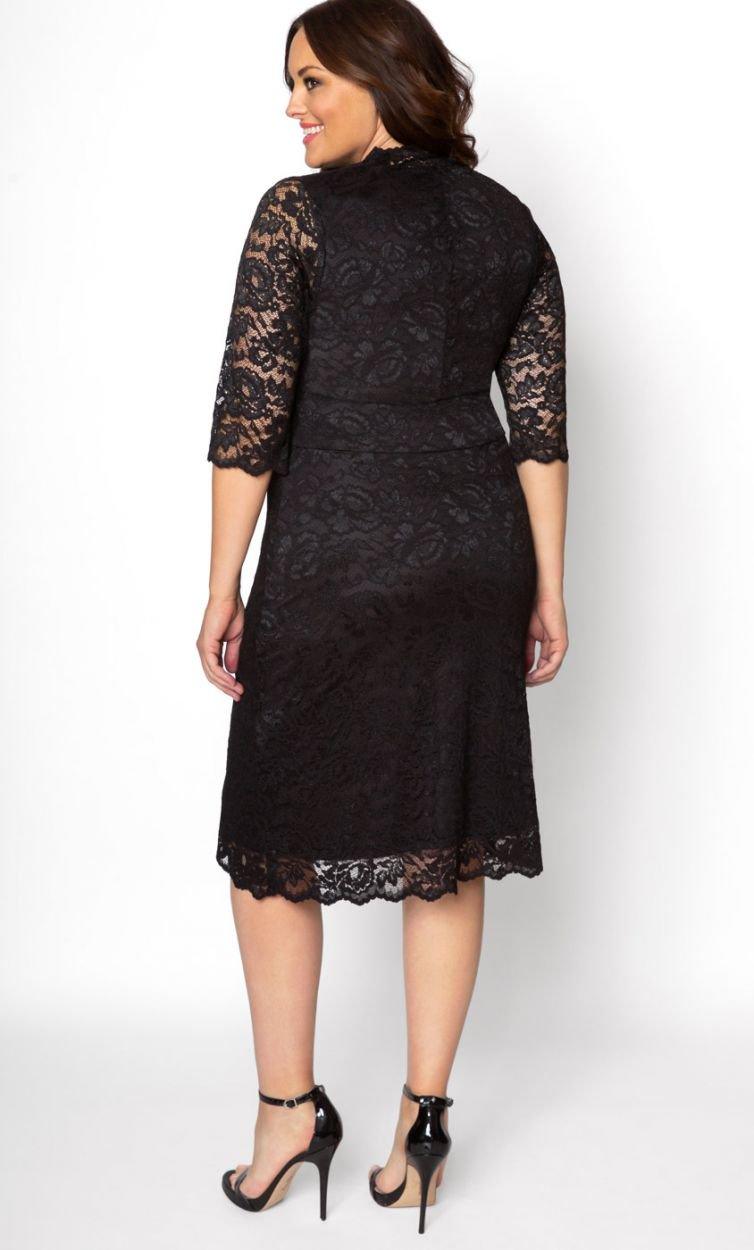 Kiyonna Scalloped Boudoir Lace Sheath Dress Black