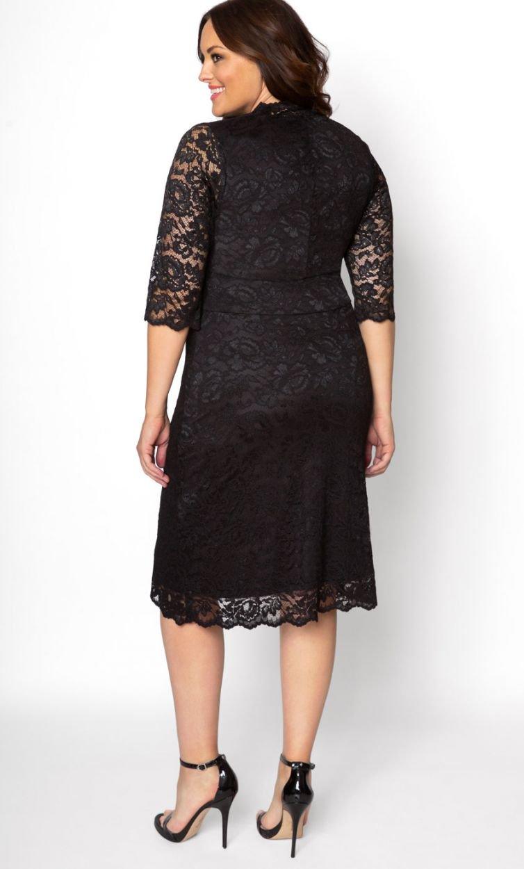 Kiyonna Scalloped Boudoir Lace Short Dress - The Dress Outlet Kiyonna