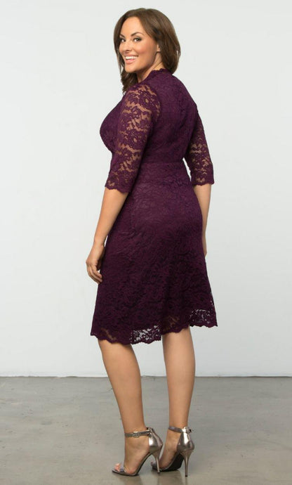 Kiyonna Scalloped Boudoir Lace Short Dress - The Dress Outlet Kiyonna