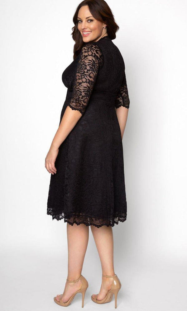 Lace Trim Long Sleeve Short Dress