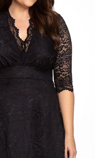 Short 3/4 Sleeved Lace Dress Size L Style 300240