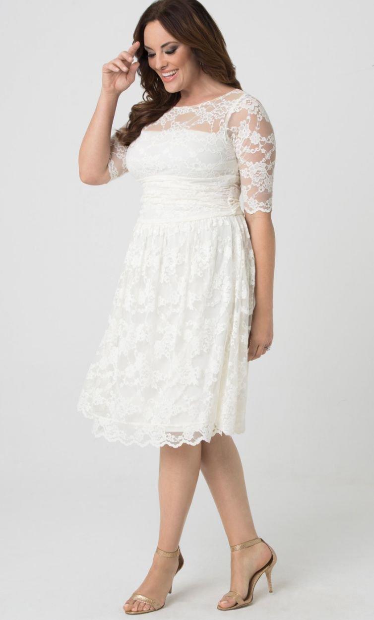 Ivory Short Lace Weddning Dress Cocktail for $198.0 – The Dress Outlet