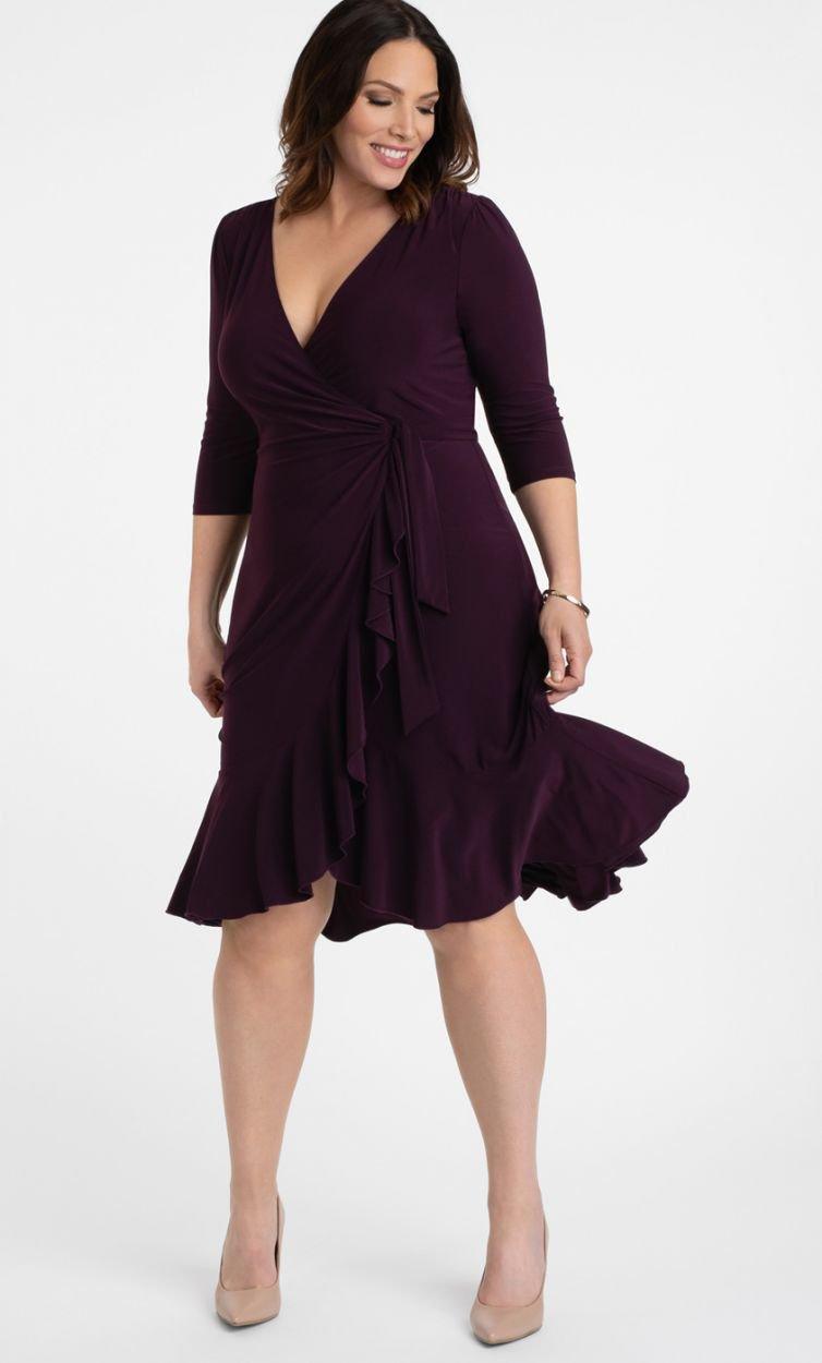 Black Short Plus Size Wrap Dress