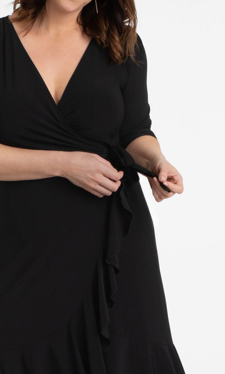 Black Short Plus Size Wrap Dress