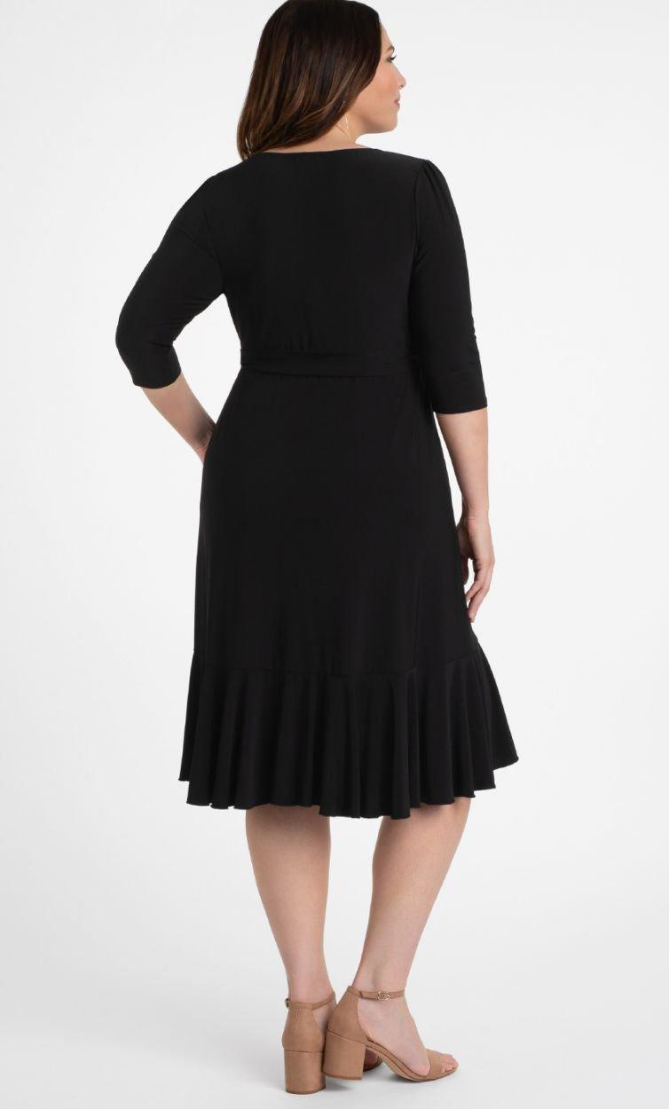 Black Short Plus Size Wrap Dress