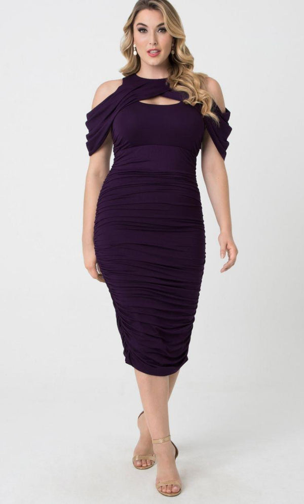 Kiyonna Short Ruched Dress Off Shoulder Formal