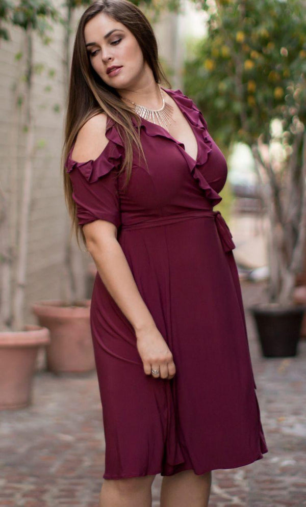 Raspberry Cooler Short Wrap Dress Cocktail for $88.0 – The Dress Outlet