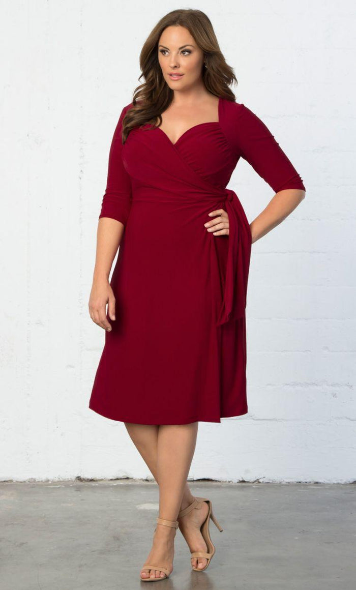 Kiyonna Sweetheart Knit Wrap Short Dress Plus Size - The Dress Outlet Kiyonna