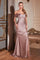 Long Off Shoulder Fitted Evening Prom Dress Mauve