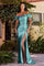 LaDivine KV1056C Plus Size Off Shoulder Long Slit Prom Dress