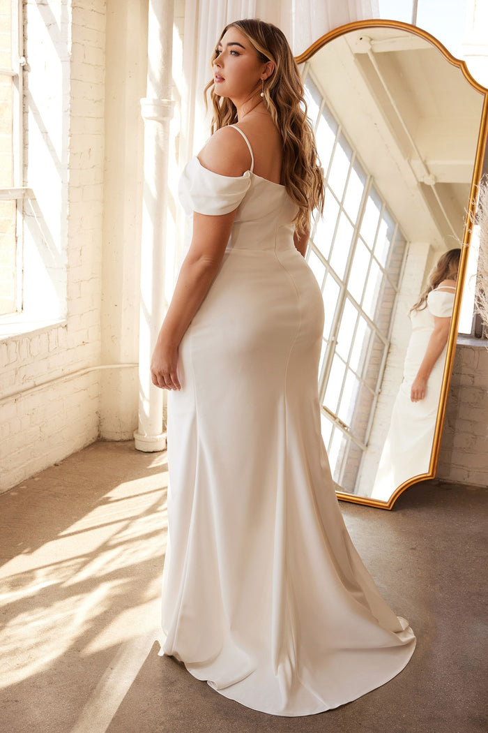 Wedding Dresses Long Plus Size Fitted Simple Wedding Dress Off White