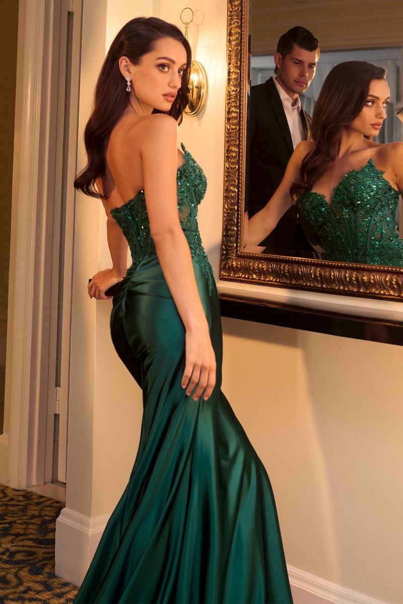 LaDivine KV1112 Fitted Long Formal lace Applique Prom Gown - Royal / 14